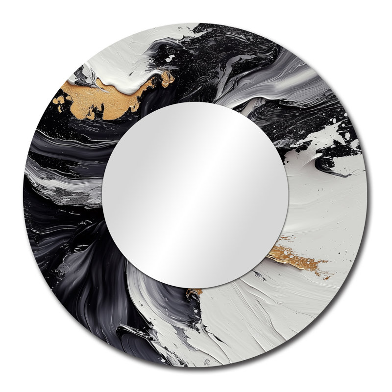 Abstract Perspective Of The Dark And The Light I - Modern Wall Mirror Art - Printed On Metal, 29" x 29"