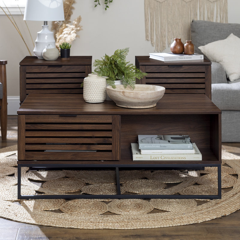 Ensemble de tables basses 3 pièces Irnaat, Noyer foncé