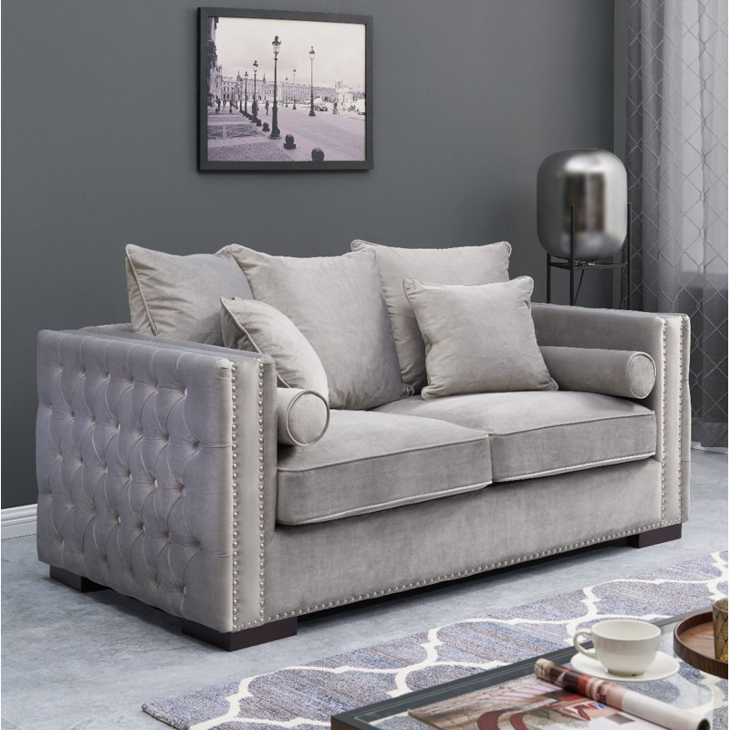 Angelina 2 Seater Cotton Blend Sofa, Silver