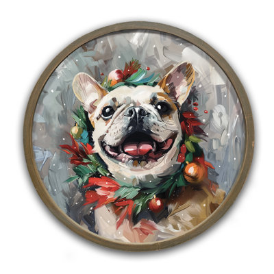 Painterly Holiday Frenchie, reproduction encadrée