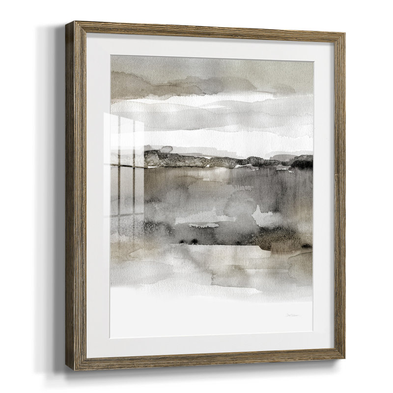 Neutre harmonie, reproduction encadrée, Blanc, Papier avec cadre noyer