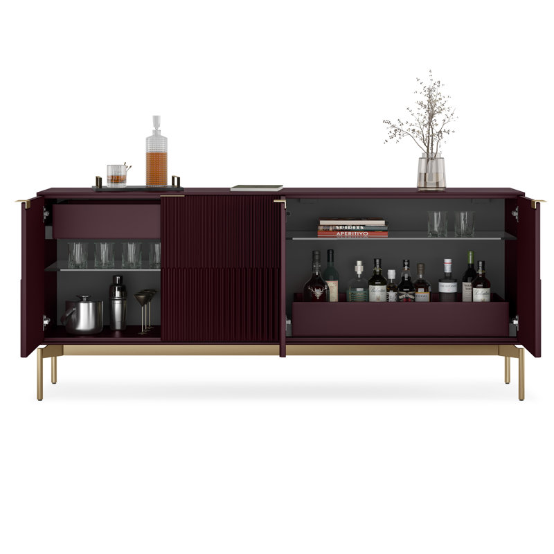 Zig 79.5'' W Credenza, Merlot/Brushed Brass