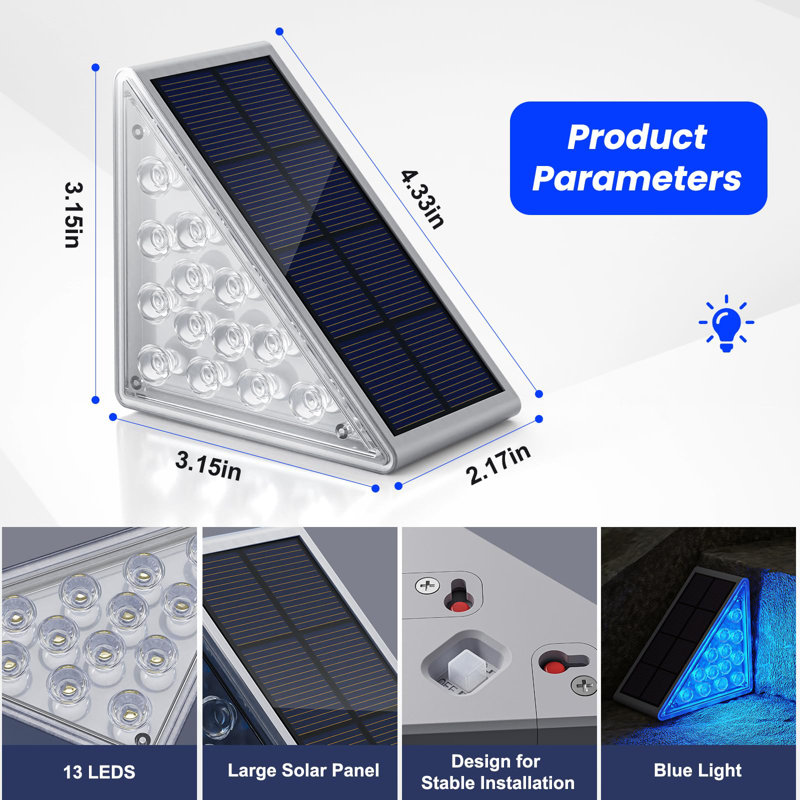 Marchepieds solaires pour l'extérieur, paquet de 6, Bleu clair