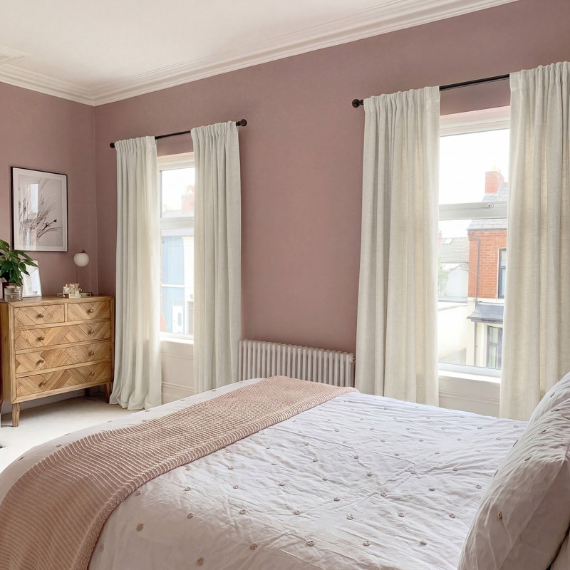 Rideaux obscurcissants en lin synthétique pour chambre et salon Bellino (1 panneau), Crème avoine, L 50 po x L 108 po
