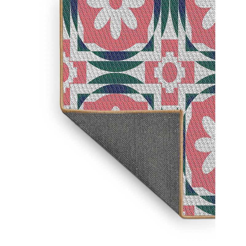 Tapis vert / rose Power Loom, Rectangle 4 pi x 6 pi