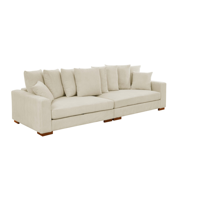 Catasha 116'' Corduroy Sofa, Cream Corduroy