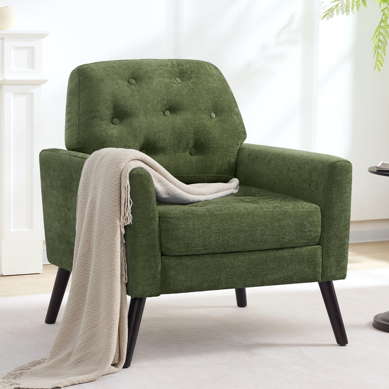 Accent Chair with Button-Tufted Back, Green