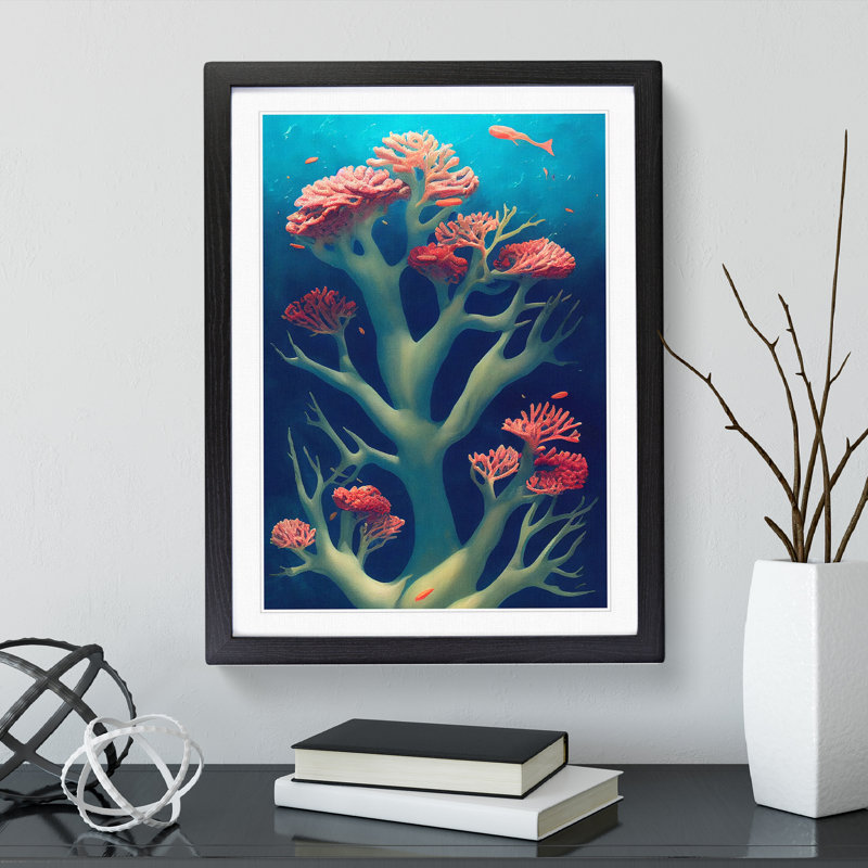 Breathtaking Coral Reef - Single Picture Frame Print, 64cm H x 46cm W x 2cm D, Black