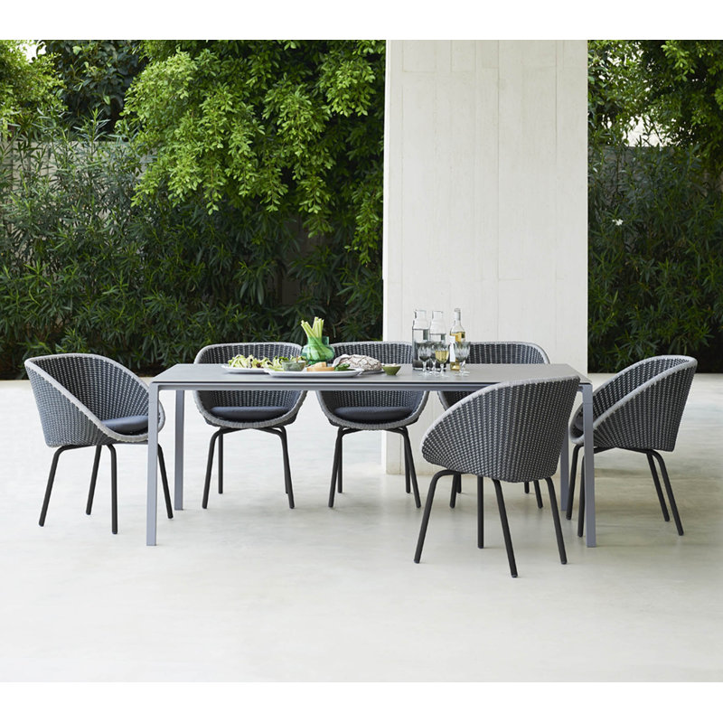 Pure Outdoor Dining Table, Nero Black, 28.8" H x 110.3" W x 39.4" D, Light Gray