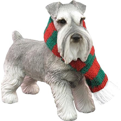  Gray Schnauzer Red Green Scarf Christmas Dog Ornament Decor