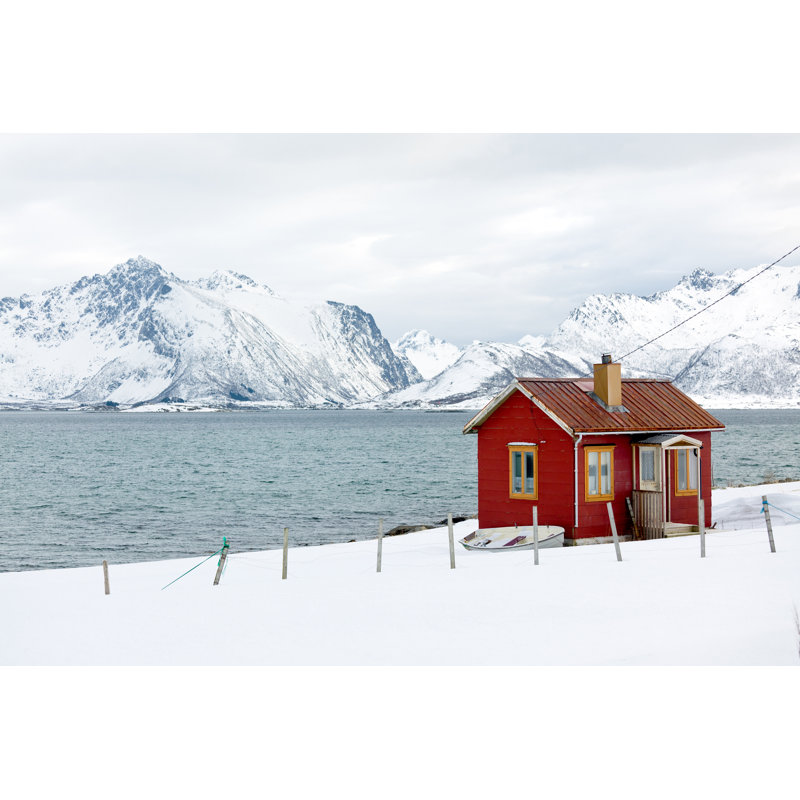 Red Wooden Home - Wrapped Canvas Print, 81cm H x 122cm W x 3.8cm D