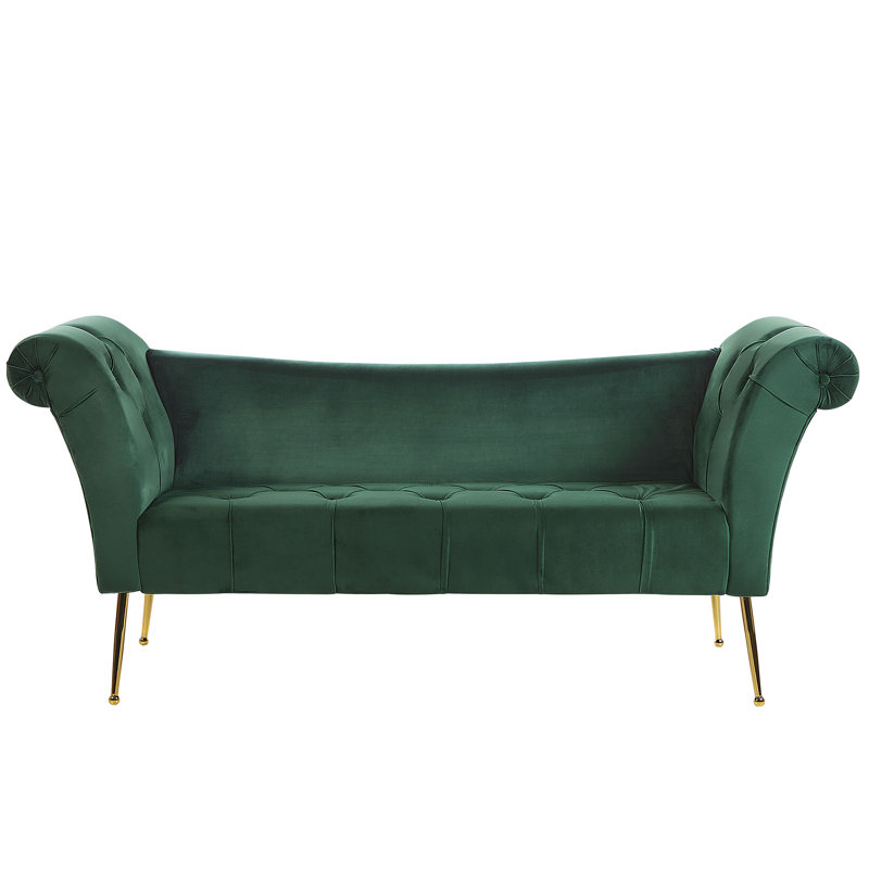 Uriel Velvet Chaise Lounge, Green
