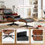 Fauteuil inclinable rembourré moderne en cuir noir avec repose-pieds