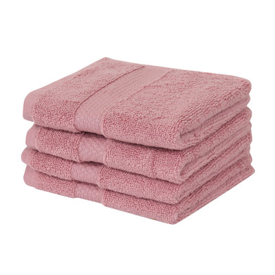Ensemble de débarbouillettes 100% coton Splash Splash, débarbouillettes et débarbouillettes en coton doux absorbant 550 g / m² pour salle de bain, spa et usage quotidien, certifié OEKO-TEX, paquet de 4, rose