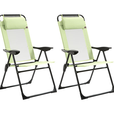 Folding Patio Chairs, 2, . Outdoor Deck Chair With Adjustable And Removable . Comfortable Pillow. For Garden, Backyard, Lawn. Space Easy To Transport. 264 Lbs. Load Bearing. 24.5" W X 27.5" D 43" H 2
