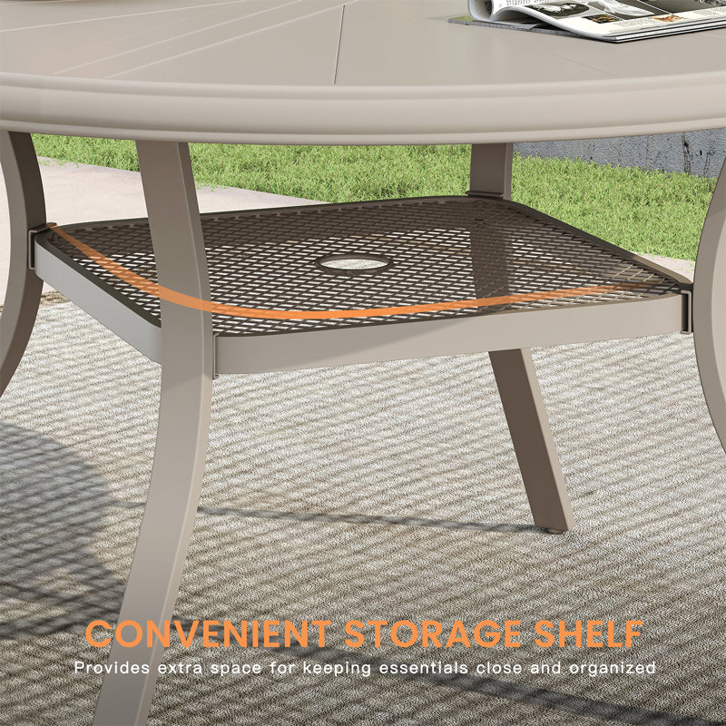 Aluminum Patio Dining Set with Aluminum Round Dining Table and 4 PVC-coated polyester Swivel Dining Chairs