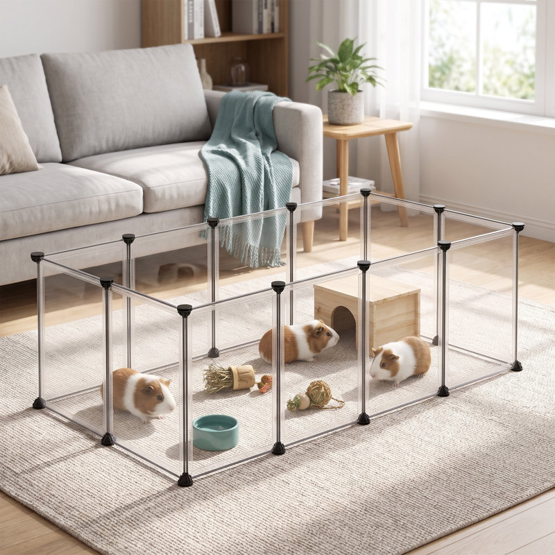47.2" Small Pet Playpen with Transparent Panels