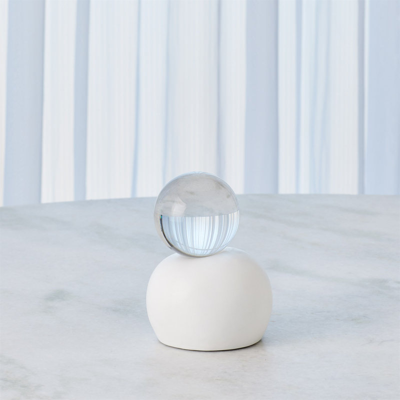 Single Meringue Sculpture w/Sphere, 6.5" H x 4.5" W x 4.5" D