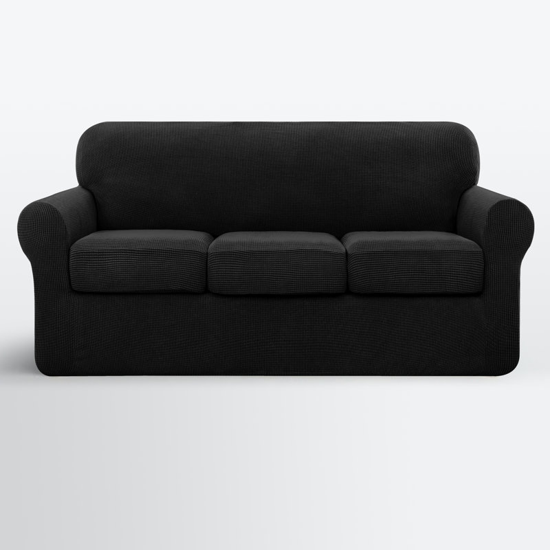 Box Cushion Sofa Slipcover, Black
