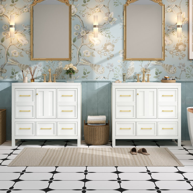 Ensemble de meuble-lavabo 72 po avec lavabo en résine, armoire de rangement en bois massif, ensemble de meuble-lavabo autoportant avec 5 tiroirs et portes à fermeture douce