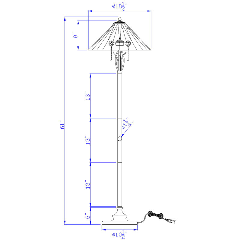Lampe de table style Tiffany, 47 cm de hauteur, en métal et résine bronze foncé, deux lumières, à tirette.