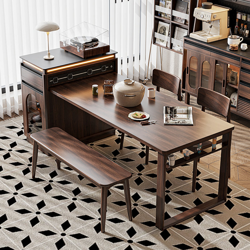 Simple and Retro Walnut-colored Dining Table