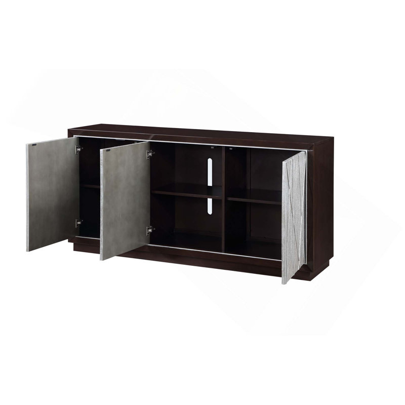 Console avec design exclusif, porte d'entrée à motif, portes à ouverture tactile, système de verrouillage magnétique et gestion des câbles