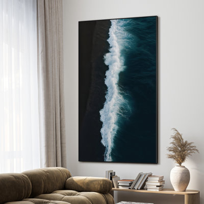 Extra Large Wall Art Fabric Print - Ocean Beach Coastal Landscape Artwork Artwork Decor for Living Room or Bedroom - "Frame Assembly Required (Unfinished Frame)"
