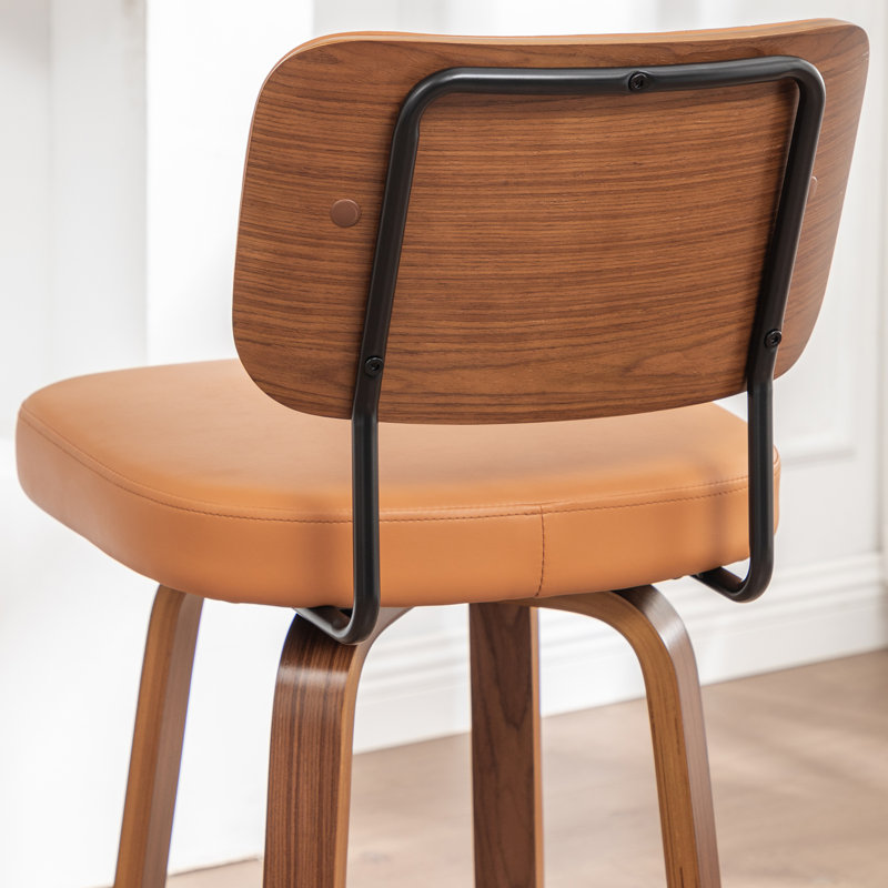 Swivel Upholstered Counter Stool, Counter Stool (67cm Seat Height), Orange