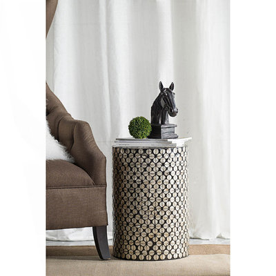 Tabouret cylindrique de jardin Capiz, table d'appoint d'appoint