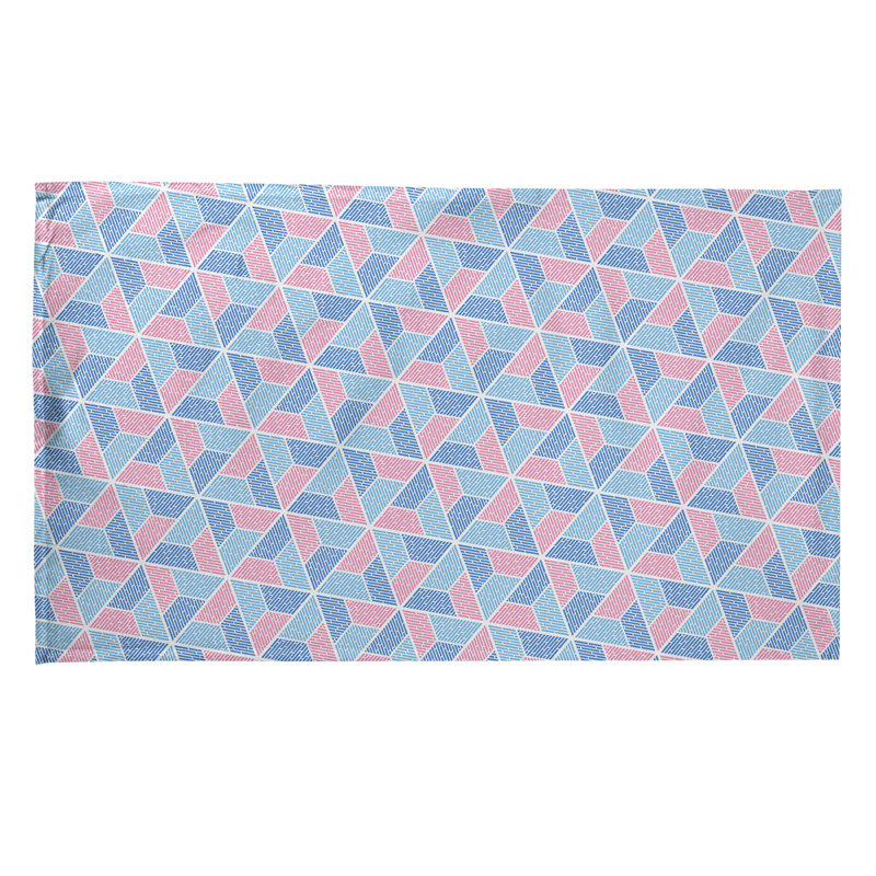 Torchon trapézoïde, Rose/bleu, Croisé en coton