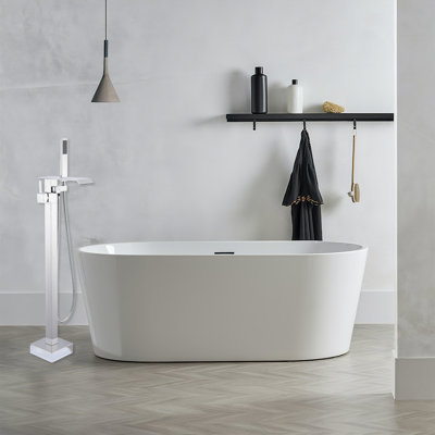 Waterfall Tub Filler Freestanding Bathtub Faucet Polished Chrome