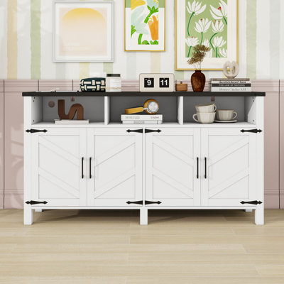 Sideboard with 4-Door, Power Outlets and Adjustable Shelves