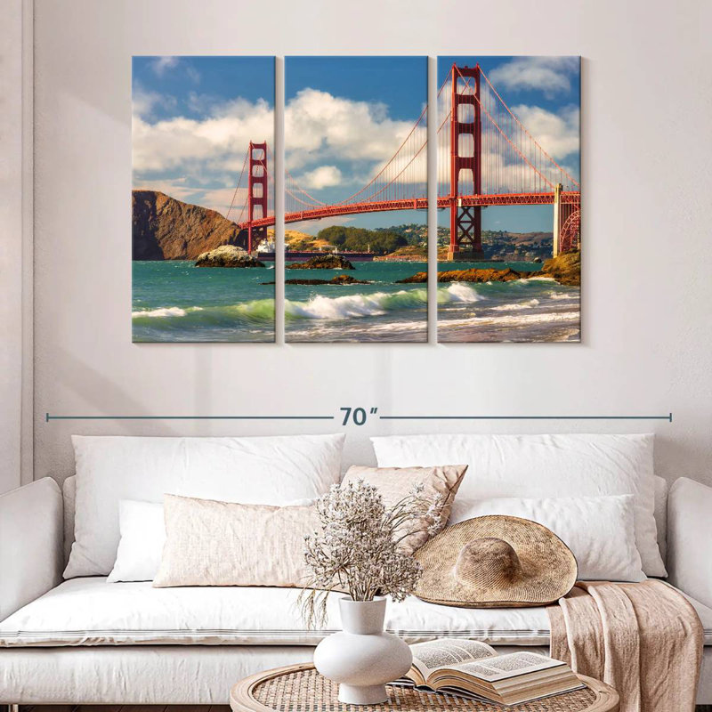 Lilie vagues au-dessous du pont Golden Gate, H 32 po x l 50 po