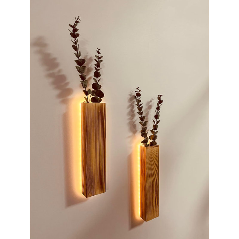 Artificial Eucalyptus with LED Lights Wall Planters Rustic Wall Decor with Lights Wall Sconces Fake Vines