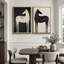 «Black and White Horse Animal Abstract Boho Living Room», reproduction d'art sur toile encadrée-107118062-107118061