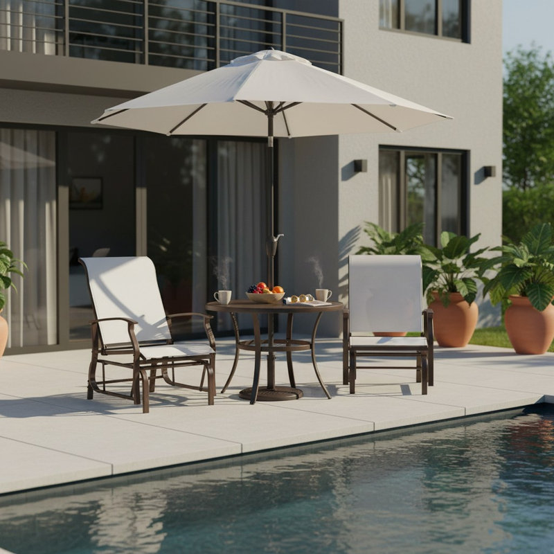 Ensemble de 2 chaises berçantes de patio, chaises berçantes d'extérieur avec dossier et siège ergonomiques en tissu, Blanc