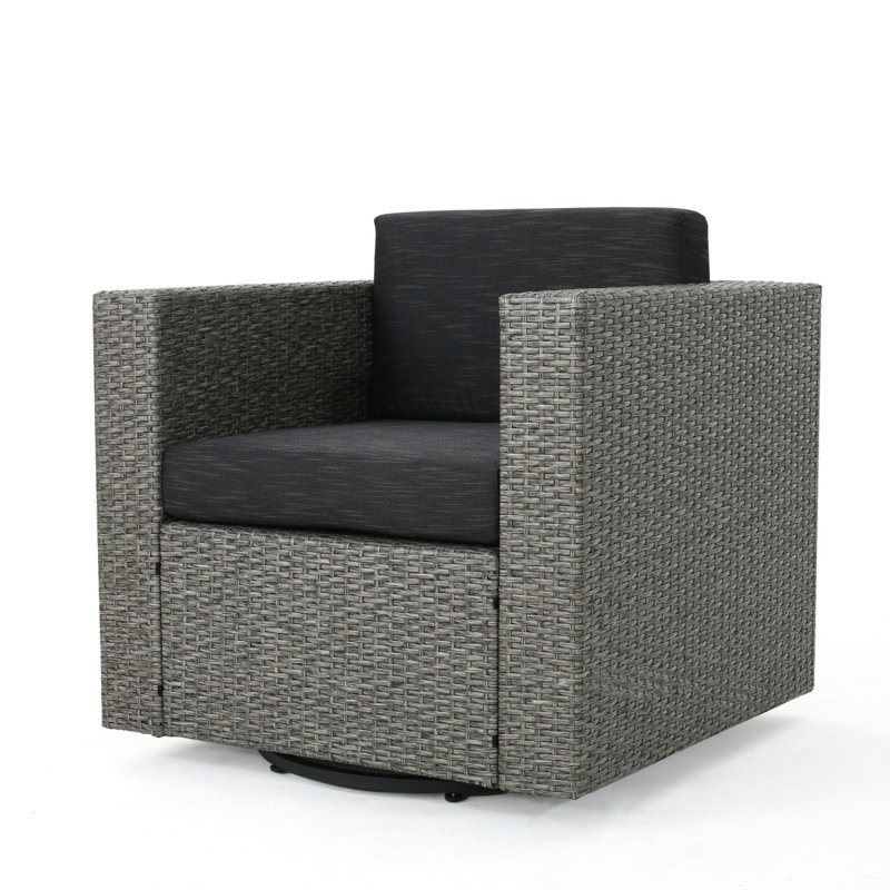 Chaise de patio pivotante avec coussins PUERTA MP1 (simple), Gris, Noir