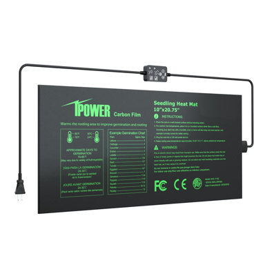 iPower Seedling Heat Mat for Plants with Dual Digital Temperature Controller, Heating Pad, Black, 1-Pack