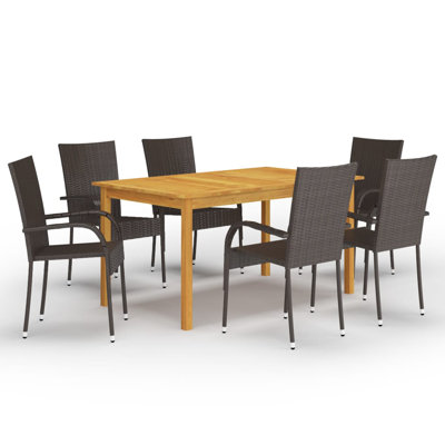 Bartol 6 - Person Acacia Patio Dining Set with Rectangular Table