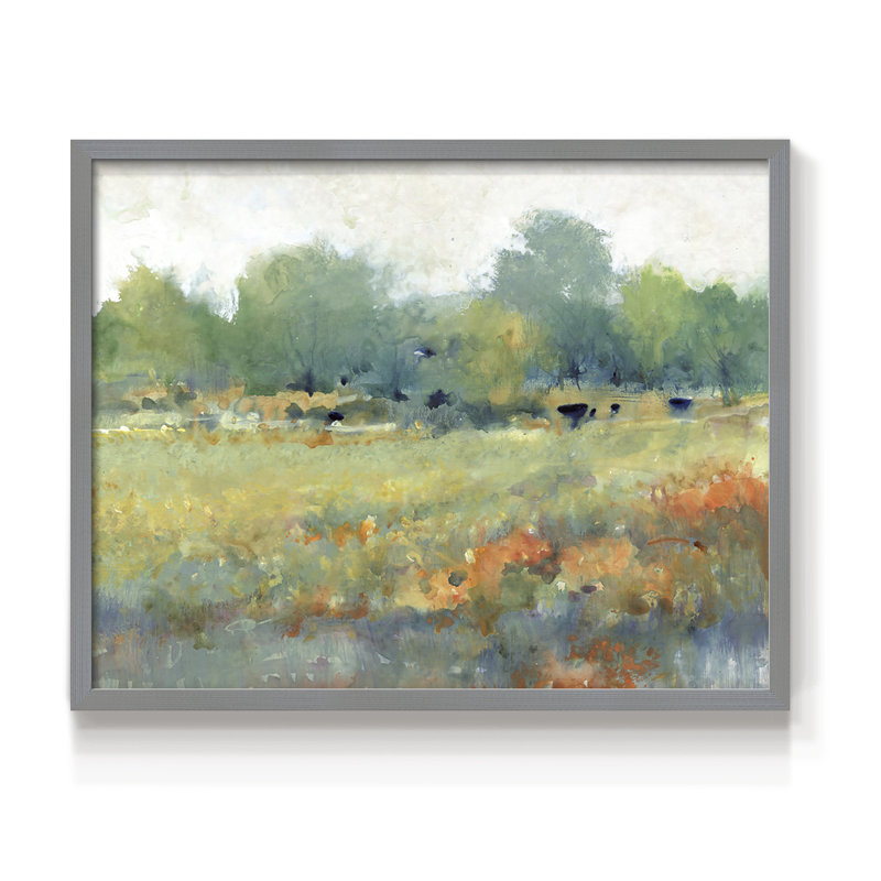 Paysage champêtre II - reproduction encadrée - réaménageable, H 8 po x l 10 po, Gris
