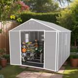 PP Resin Storage Shed, Waterproof, Rust & UV Proof, 12mm Thick PP Board, HD Window, Floor Included