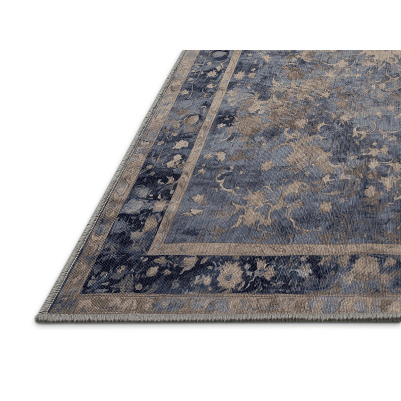 Machine Washable Gray Area Rug, Rectangle 6' x 9'