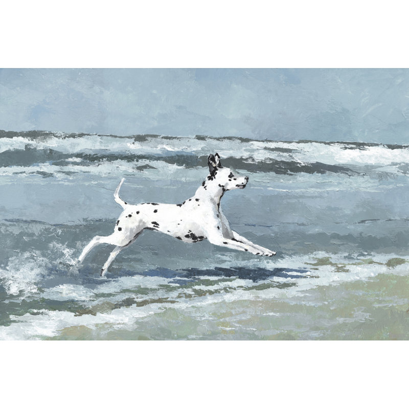 «Splashing Dalmatian» par Parvez Taj, reproduction d'art sur toile tendue, H 16 po x l 24 po x P 1,5 po