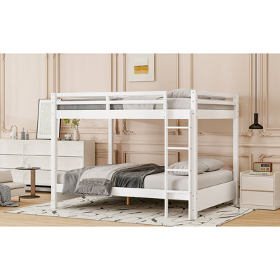 Grand lit superposé en bois blanc grand format, pin et construction, utilisation durable, conception compacte pour lit à espace limité avec, taille, composition fiable, espaces partagés, support solide