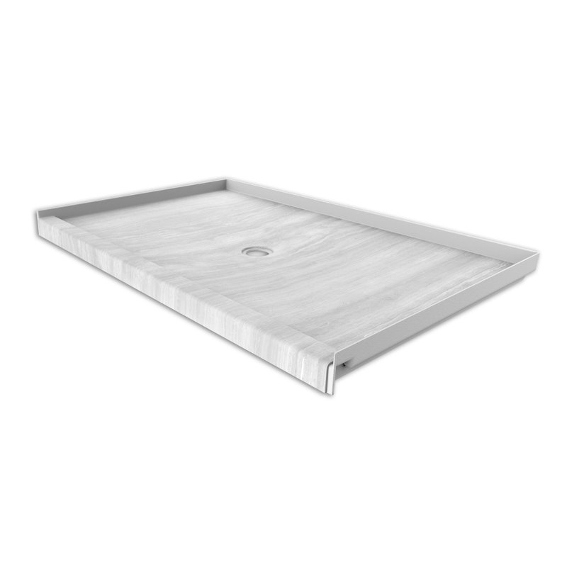 FlexStone® 60"W x 36"D Alcove Shower Base with Center Drain in Silver Strata, Silver Strata