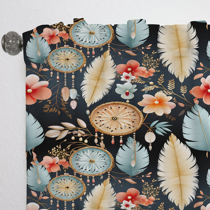 Dreamcatchers Boho Motif III - Rideau abstrait Boho - Rideau abstrait obscurcissant - 1 panneaux, L 52 po x L 108 po