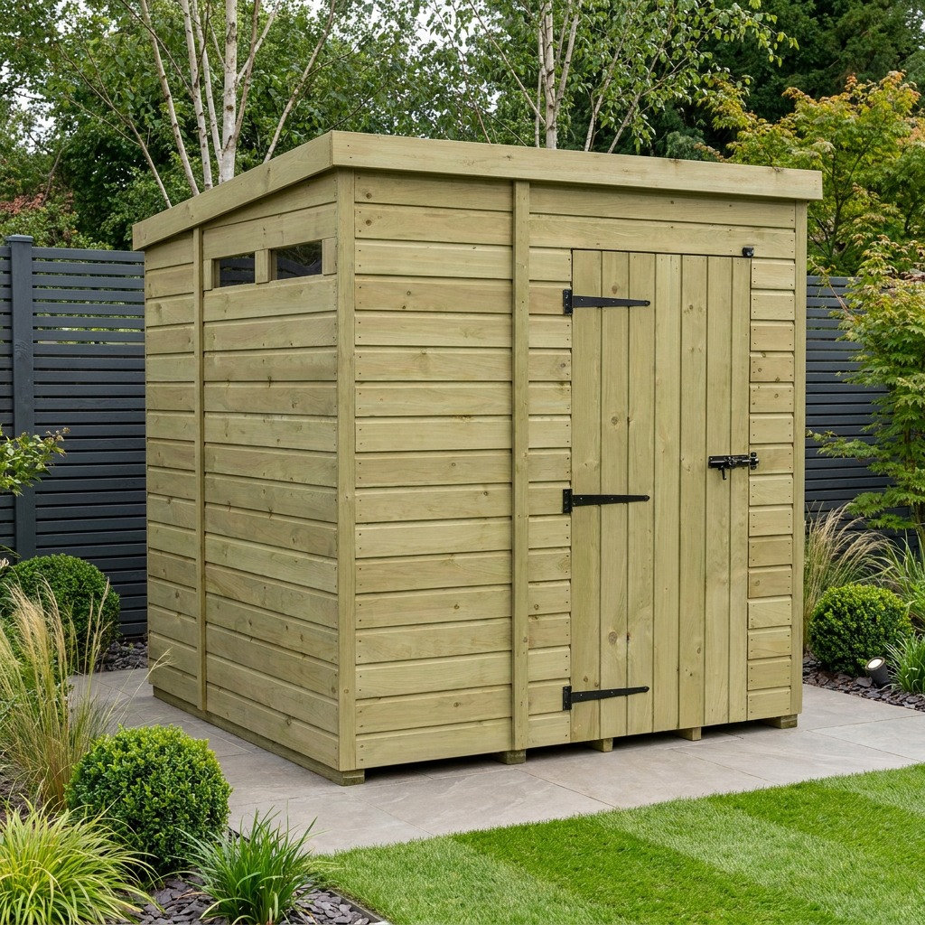 Total Sheds 5ft x 7ft Security Pent Shed - Heavy-Duty Hasp Staple Anti-Tamper - Pressure Treated Timber - UK Manufactured