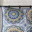 Courtepointe réversible bleue / double - Motif floral 3 coussins décoratifs 100% microfibre Laver à la machine avec un jet large médaillons lavables-120945434-120945435