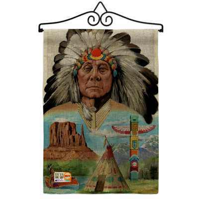 En toile jute à 2 côtés de 19 x 13 po native american patriotique drapeau de jardin